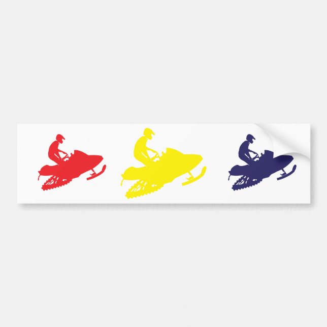 Pegatina Para Coche Snowmobiler/Rojo,Amarillo,Azul (Frente)
