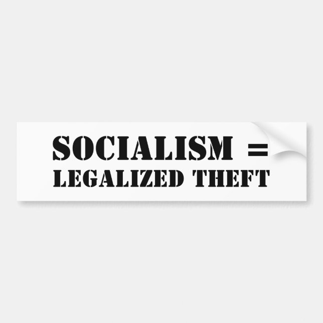 PEGATINA PARA COCHE SOCIALISMO = HURTO LEGALIZADO (Frente)
