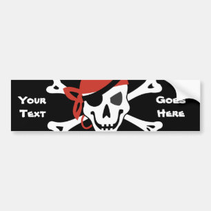 Pegatina Para Coche Sonriente Jolly Roger con tu texto Personalizado