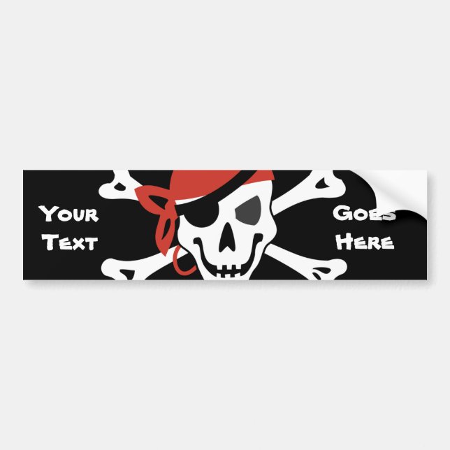 Pegatina Para Coche Sonriente Jolly Roger con tu texto Personalizado (Frente)