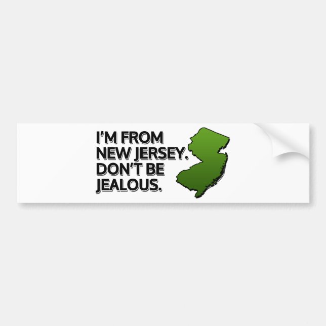 Pegatina Para Coche Soy de Nueva Jersey. No seas celoso. (Frente)