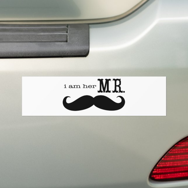 Pegatina Para Coche Soy su Sr. Mustache Grooms Regalos (en coche)