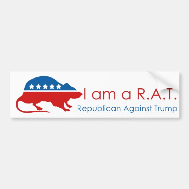 Pegatina Para Coche Soy un R.A.T.: Republicano contra Trump (Frente)