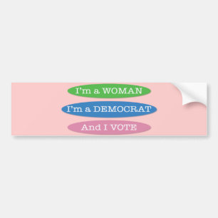 Pegatina Para Coche ¡Soy una mujer, soy un Demócrata, y voto!