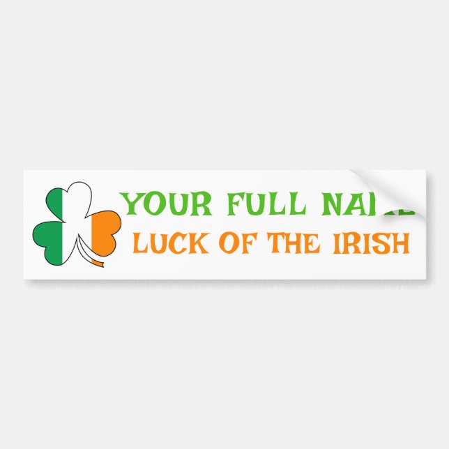 Pegatina Para Coche St Patrick's Day Ireland Flag Shamrock Custom Name (Frente)