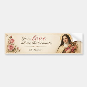 Pegatina Para Coche Sta. Teresita Es el Amor Solo lo que Cuenta Floral