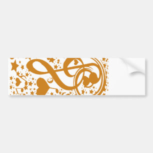 Pegatina Para Coche Stars, Hears and The Music Notes, Gold_