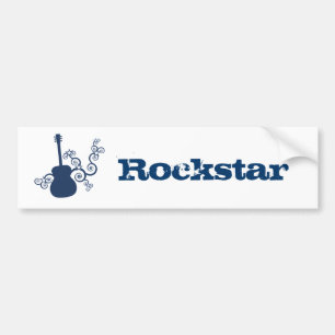 Pegatina Para Coche Sticker de la guitarra de Rockstar, azul real