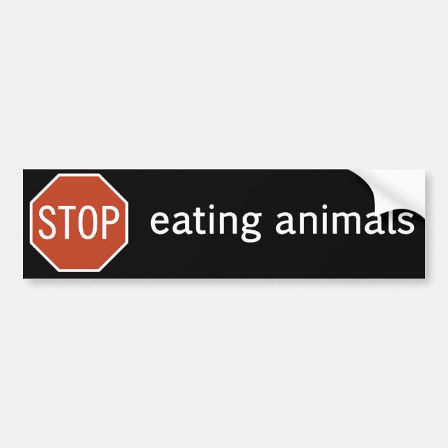 PEGATINA PARA COCHE STOP-EATING-ANIMALS (Frente)