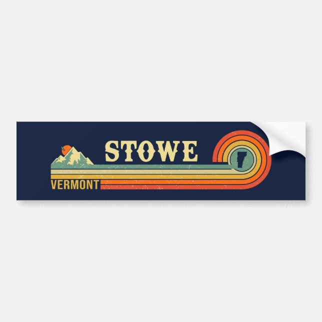 Pegatina Para Coche Stowe Mountain Vermont Retro Sunset Skvenir (Frente)
