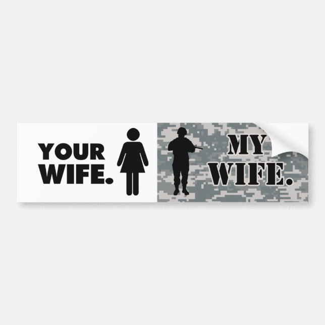 Pegatina Para Coche Su esposa Mi esposa Esposa Esposa Militar (Frente)