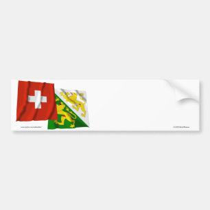 Pegatina Para Coche Suiza y banderas que agitan de Thurgau
