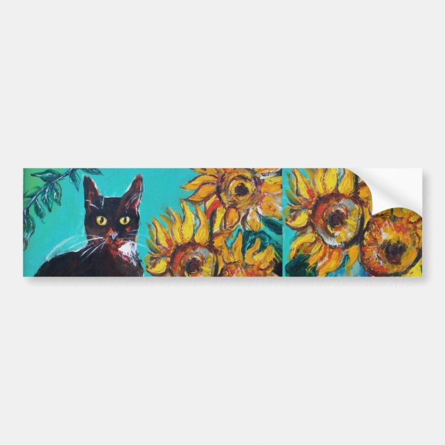 Pegatina Para Coche SUNFLOWERS CON CAT-detalle (Frente)