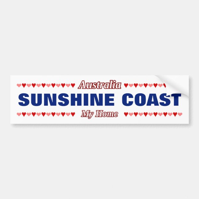 Pegatina Para Coche SUNSHINE COAST - Mi hogar - Australia;Corazones (Frente)