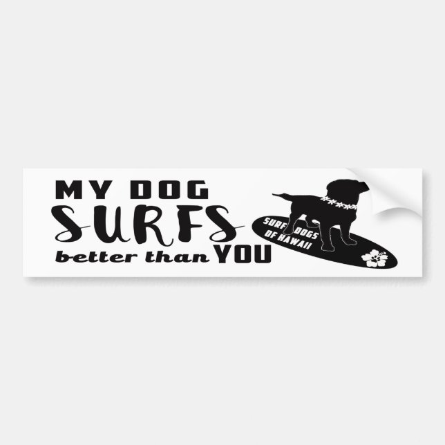 Pegatina Para Coche Surf Dogs Hawaii Bumper Sticker (Frente)