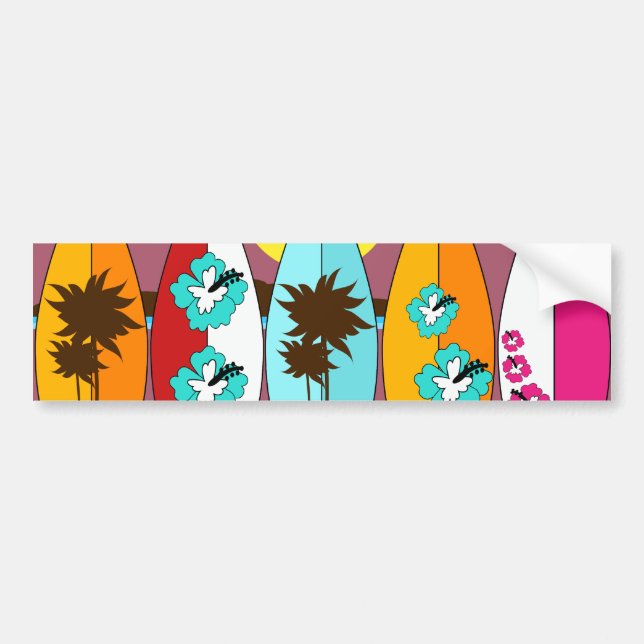 Pegatina Para Coche Surfboards Beach Bum Surfing Hippie Vans (Frente)