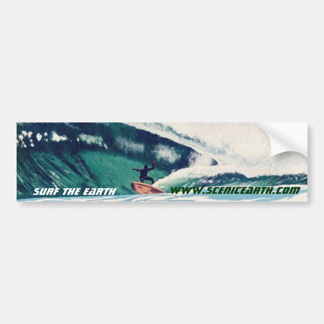 Pegatina Para Coche Surfing Ocean Surfer Bumper Sticker Art (Frente)