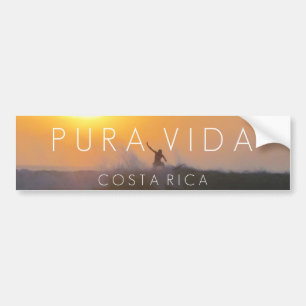 Pegatina Para Coche Surfista del atardecer Pura Vida Costa Rica Parach