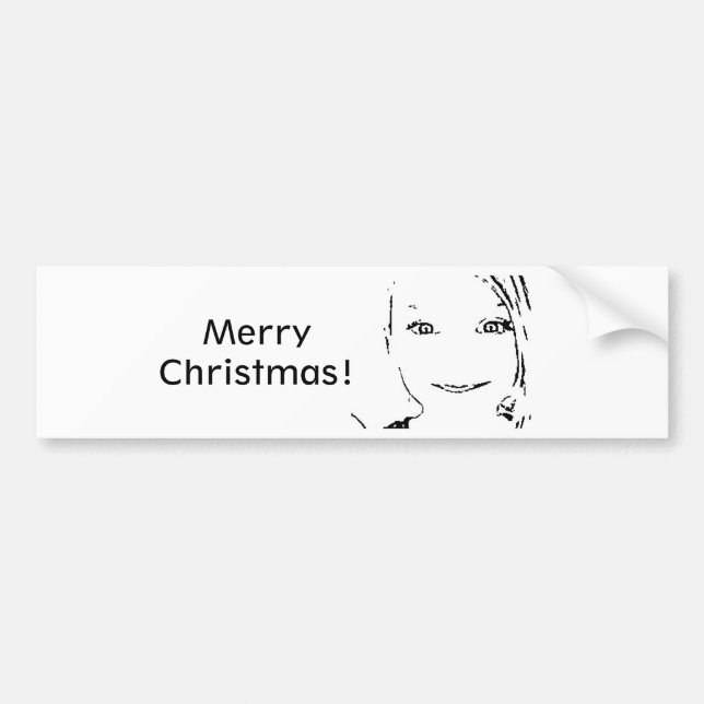 Pegatina Para Coche Sweet Girl, Black  White Portrait, Merry Christmas (Frente)
