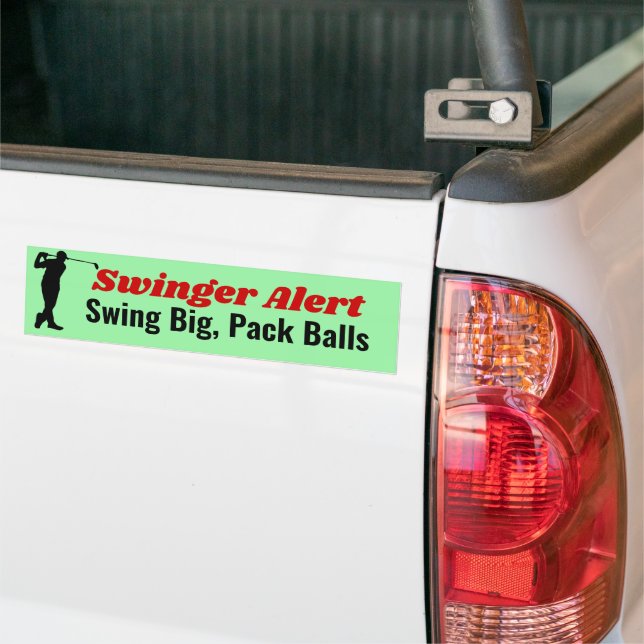 Pegatina Para Coche Swinger Alert Swing Big, Pack Balls Funny Golf Pun (En Camión)