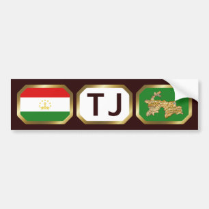 Pegatina Para Coche Tajikistan Flag Map Code Bumper Sticker
