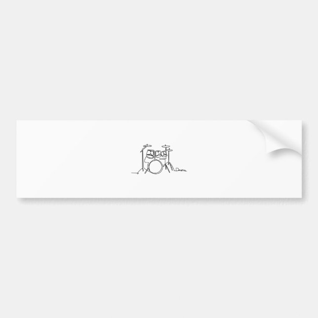 Pegatina Para Coche Tambores de una línea de diseño de música de tambo (Frente)