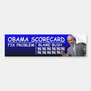 Pegatina Para Coche Tarjeta de puntuación de Obama: Culpa Bush