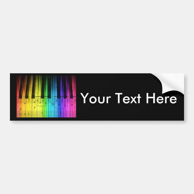 Pegatina Para Coche Teclado y notas de piano del arco iris (Frente)