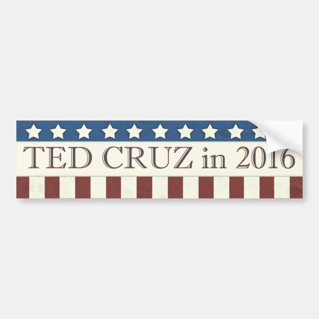 Pegatina Para Coche Ted Cruz Presidente 2016 Stars Stripes (Frente)