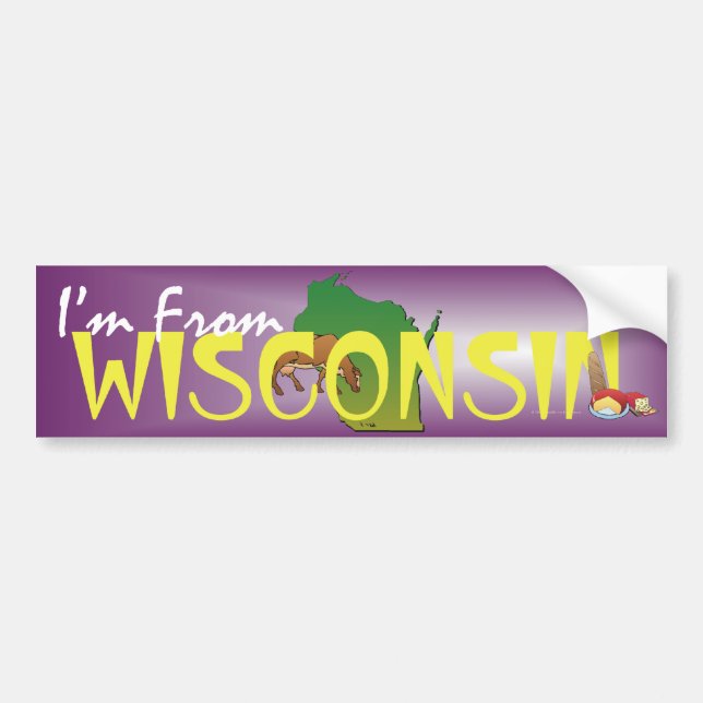 Pegatina Para Coche TEE, soy de Wisconsin (Frente)