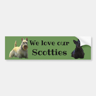 Pegatina Para Coche Terrier Escocés, Amamos a nuestros, Scotties/negro