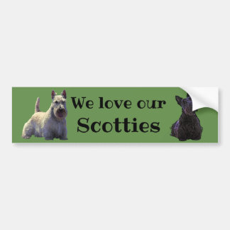 Pegatina Para Coche Terrier Escocés, Amamos a nuestros, Scotties/negro