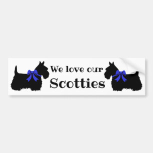 Pegatina Para Coche Terrier escocés, amamos nuestras escocesas/arco az