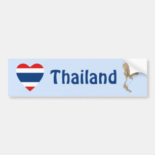 Pegatina Para Coche Thailand Flag Heart + Map Bumper Sticker