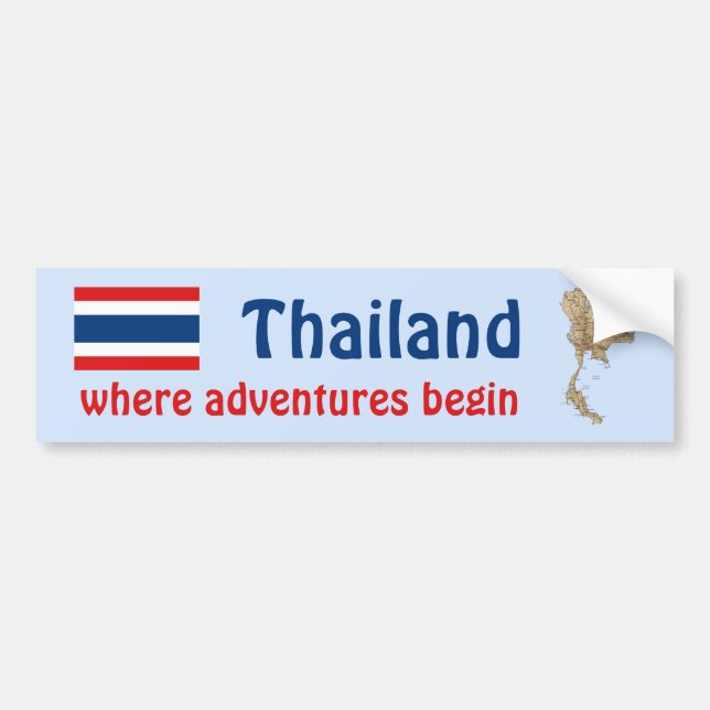 Pegatina Para Coche Thailand Flag + Map Bumper Sticker (Frente)