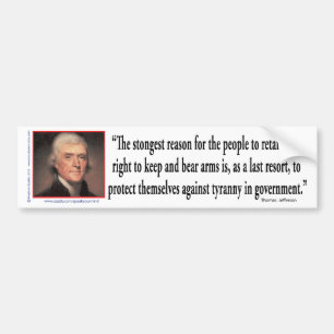 Pegatina Para Coche Thomas Jefferson en el control de armas