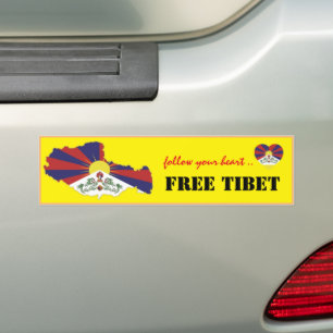 Pegatina Para Coche Tíbet y Tibet Libre, compasión cardíaca/bandera ti