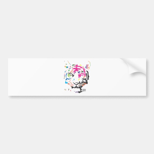 Pegatina Para Coche Tigre del arco iris (Frente)