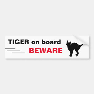 Pegatina Para Coche TIGRE/Gato a bordo - cuidado - coche/pegatina