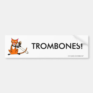 Pegatina Para Coche Tigre que juega el Trombone