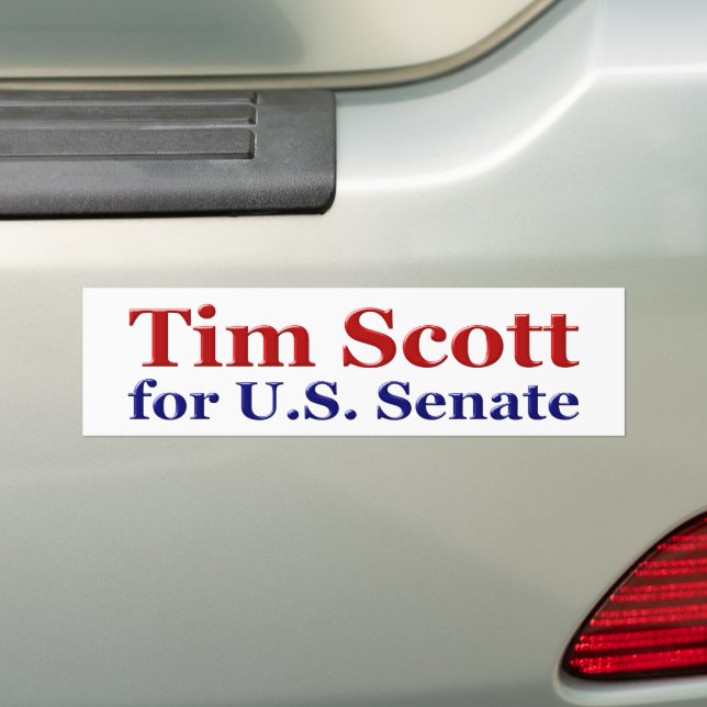 Pegatina Para Coche Tim Scott por el Senado con texto azul rojo (en coche)