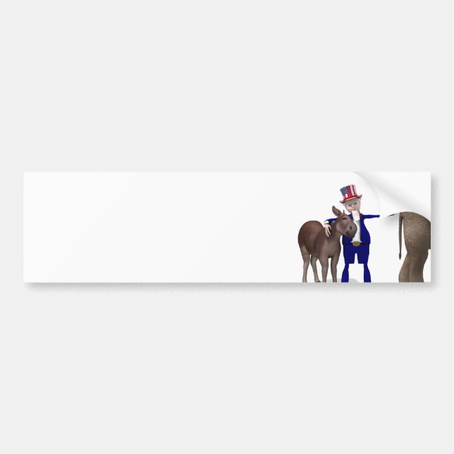 Pegatina Para Coche Tío Sam Hugs Happy Donkey (Frente)