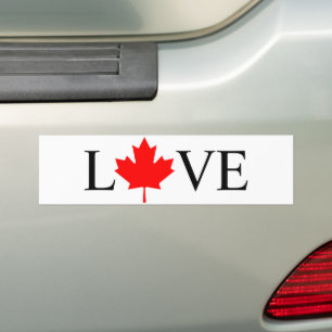 Pegatina Para Coche Tipografía de amor con orgullo de Canadá con hojas