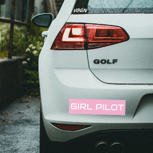 Pegatina Para Coche Tipografía minimalista de CHICA PILOTO, rosa, avia