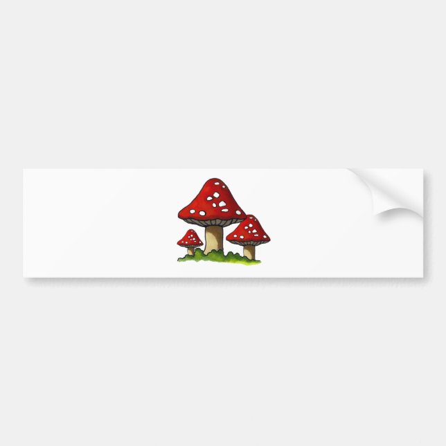 Pegatina Para Coche Toadtstools rojo, seta: Arte a pulso (Frente)