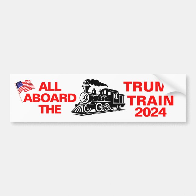 Pegatina Para Coche Todo a bordo del tren Trump 2024 (Frente)