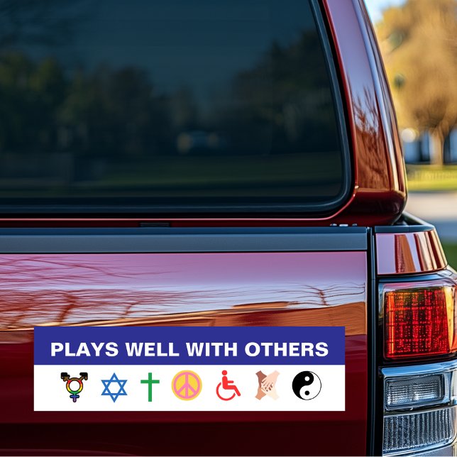 Pegatina Para Coche Tolerancia (Plays Well With Others Tolerance Kindness Bumper Sticker)
