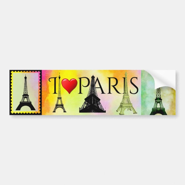 Pegatina Para Coche Torre Eiffel Bumpersticker (Frente)