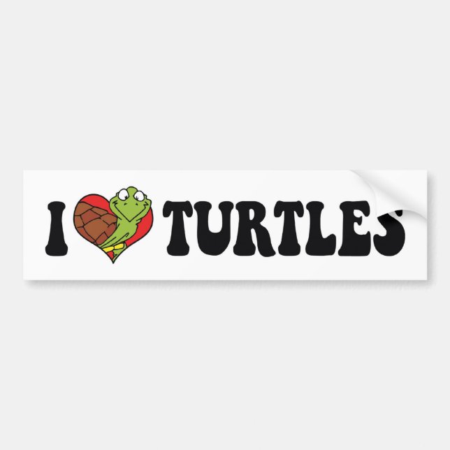Pegatina Para Coche Tortugas de Corazón que Amo (Frente)