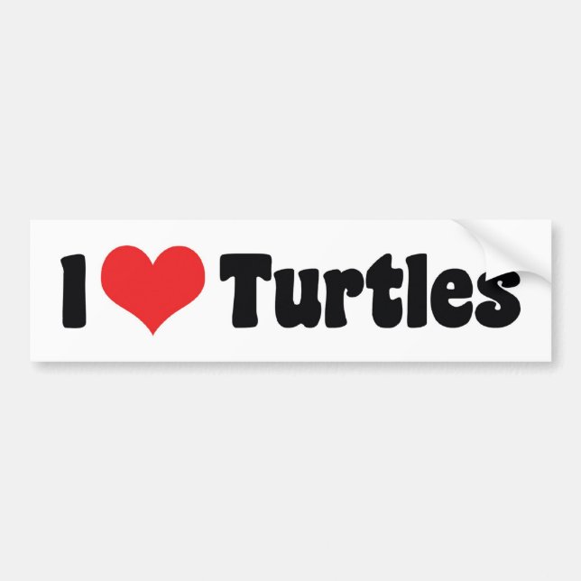 Pegatina Para Coche Tortugas de Corazón que Amo (Frente)